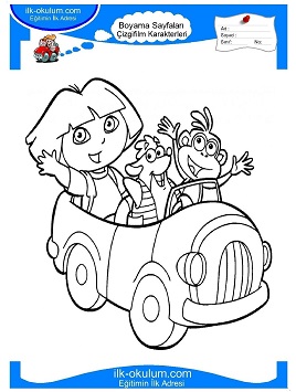 Çocuklar İçin Kaşif Dora Boyama Sayfaları 